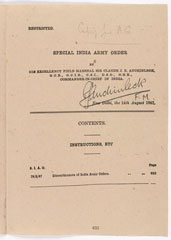 Copy of the Last India Army Order, printed at New Delhi on 14 August 1947