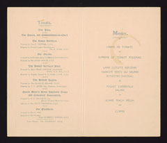 Menu of Queen Mary's Army Auxiliary Corps Old Comrades Association 6th Annual Reunion Dinner at Harrods, 12 December 1925