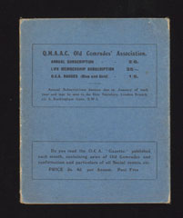 Queen Mary's Army Auxiliary Corps Old Comrades Association, London branch, programme for 1926