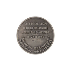Medal commemorating Captain Michael Trotobas, Special Operations Executive, France, 1983
