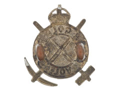 Collar badge, Kolar Gold Fields Rifle Volunteers, 1903-1917
