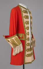 Red coat with buff facings and gold lace, made for a Pageant in 1895 (c)