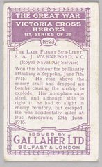 'The Late Flight Sub-Lieut. R. A. J. Warneford, V.C.', cigarette card, 1915
