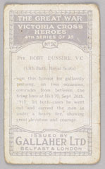 'Private Robert Dunsire, V.C.', cigarette card, 1915