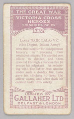 'Lance Naik Lala, V.C.', Lance Naik Lala, 41st Dogras, cigarette card, 1915