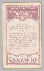 'Lieut. Richard B. B. Jones, V.C.', cigarette card, 1916