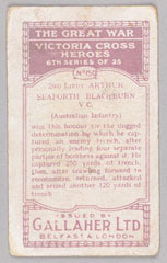 '2nd-Lieut. A. S. Blackburn, V.C.', cigarette card, 1916