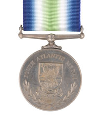 South Atlantic medal, 1982 with rosette, Warrant Officer 1 D J 'Dia' Harvey, Royal Hampshire Regiment and Special Air Service