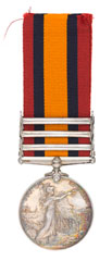 Queen's South Africa Medal 1899-1902, with three clasps: 'Cape Colony', 'Orange Free State', and 'Transvaal', Private F Ilott, The Buffs (East Kent Regiment)