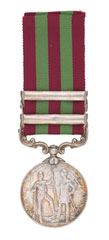 India Medal 1895-1902, with two clasps: 'Relief of Chitral 1895' and 'Punjab Frontier 1897-98', Private W Bellingham, 1st Battalion, The Buffs (East Kent Regiment)