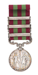 India Medal 1895-1902, with three clasps: 'Relief of Chitral 1895', 'Tirah 1897-98' and 'Punjab Frontier 1897-98', Private James Hamilton, 1st Battalion, The Buffs (East Kent Regiment)