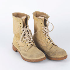 Pair of boots, desert, DMS, Warrant Officer 2 W Smart, Royal Army Ordnance Corps, 1991