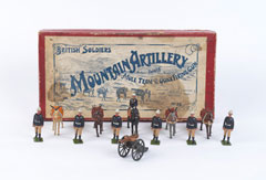 Box for model set, Mountain Artillery with Mule Team and Quick Firing Gun set, William Britain Limited, 1908