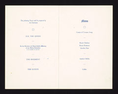 Reunion Dinner Menu, Royal Munster Fusiliers Old Comrades Association, The Victory Club, London, 28 June 1958