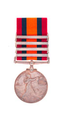 Queen's South Africa Medal 1899-1902, with four clasps, 'Relief of Kimberley', 'Paardeberg', 'Driefontein', and 'Transvaal', Private W Bellingham, The Buffs (East Kent Regiment)