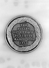 Pewter medal commemorating the Fall of Sebastopol and the Treaty of Paris, 1856.