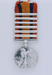 Queen's South Africa Medal 1899-1902, with six clasps: 'Cape Colony', 'Tugela Heights', 'Orange Free State', 'Relief of Ladysmith', 'Transvaal' and 'Laing's Nek', awarded to Major Reginald Turner, South African Light Horse