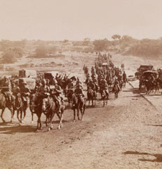 Lord Roberts and escort of Imperial Yeomanry entering Kroonstadt, South Africa, 1900