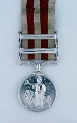 Indian Mutiny Medal 1857-58, with two clasps: 'Relief of Lucknow' and 'Lucknow', Sergeant Major John Motion, 93rd (Sutherland Highlanders) Regiment of Foot