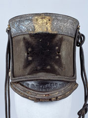 Light dragoon shako, 1847-57, worn by Major Thomas Hutton, 4th (Queen's Own) Light Dragoons, at Balaklava, 1854