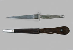 Fairbairn-Sykes fighting knife, 1st pattern 1941, used by Corporal F Peacey, No 2 Army Commando