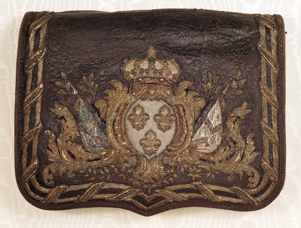 French infantry leather cartridge pouch, taken at the Battle of Dettingen, 1743
