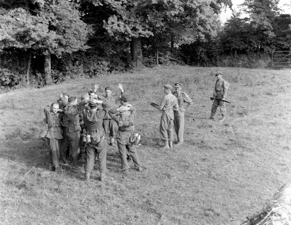 Germans surrendering to members of the King's Royal Rifle Corps, 1944