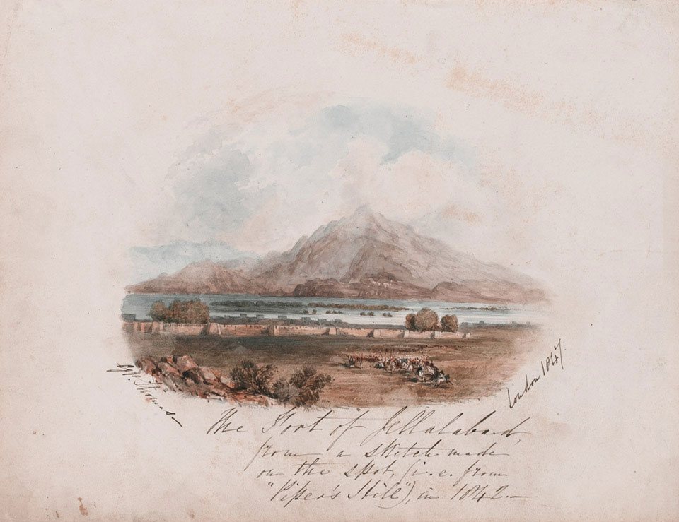 'The Fort of Jellalabad from a sketch made on the spot (ie from 'Piper's Hill') in 1842'