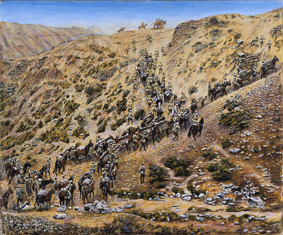 7th (Bengal) Mountain Battery going into action near Kaniguram, Waziristan 1920