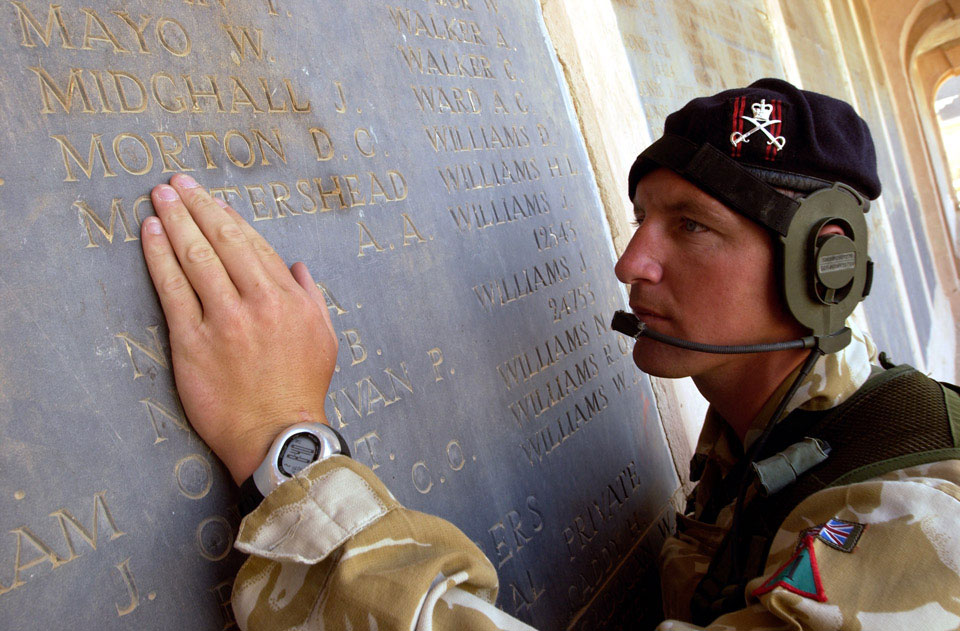 A sergeant finds his namesake on a list of the fallen of World War One, Iraq, July 2004