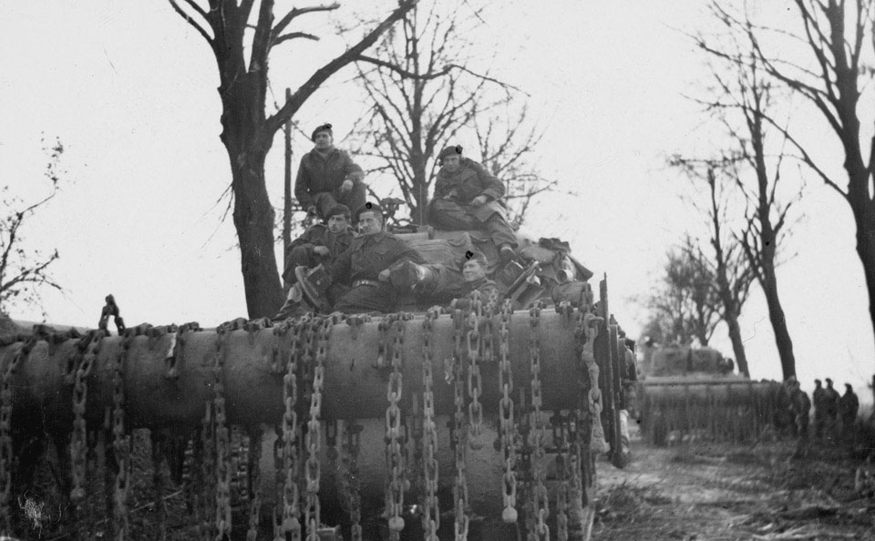 A Sherman flail tank at Geilenkirchen, 1944