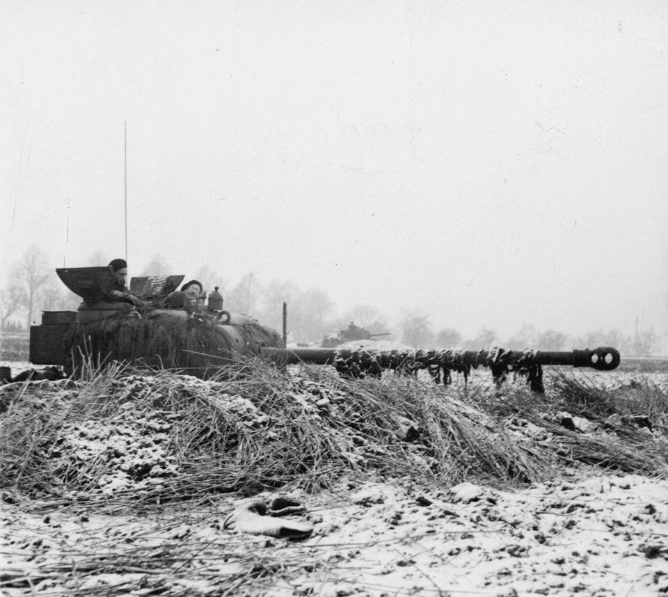 A dug-in tank of the 52nd Division near Gengelt, 31 December 1944