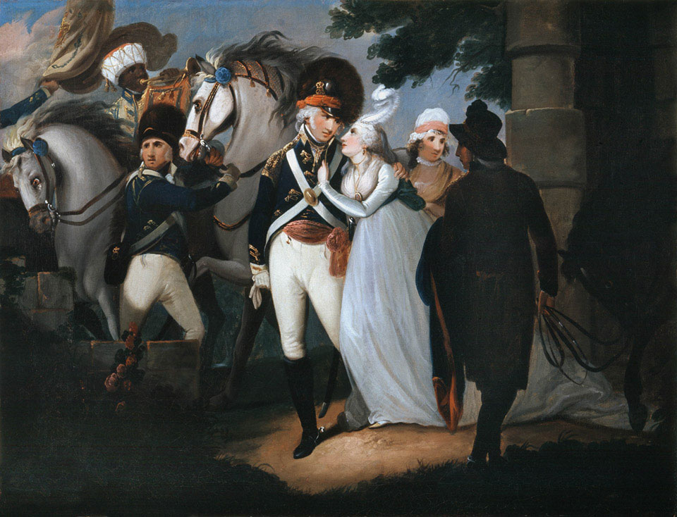 An officer of light dragoons taking leave of his wife, 1795 (c)