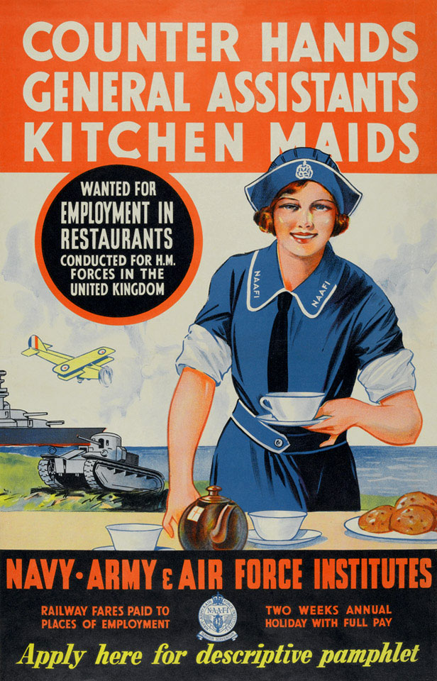Recruiting poster, Navy, Army and Air Force Institutes (NAAFI), 1930 (c)