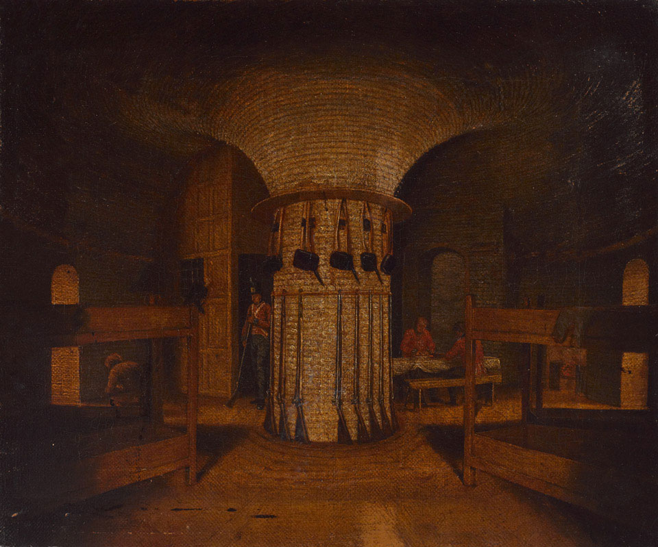 The interior of a barrack room, possibly in a Martello Tower, 1812 (c)