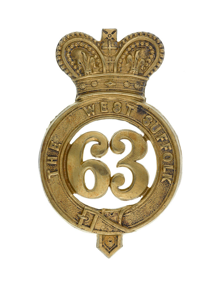 Glengarry badge, other ranks, 63rd (West Suffolk) Regiment of Foot, 1874 (c)