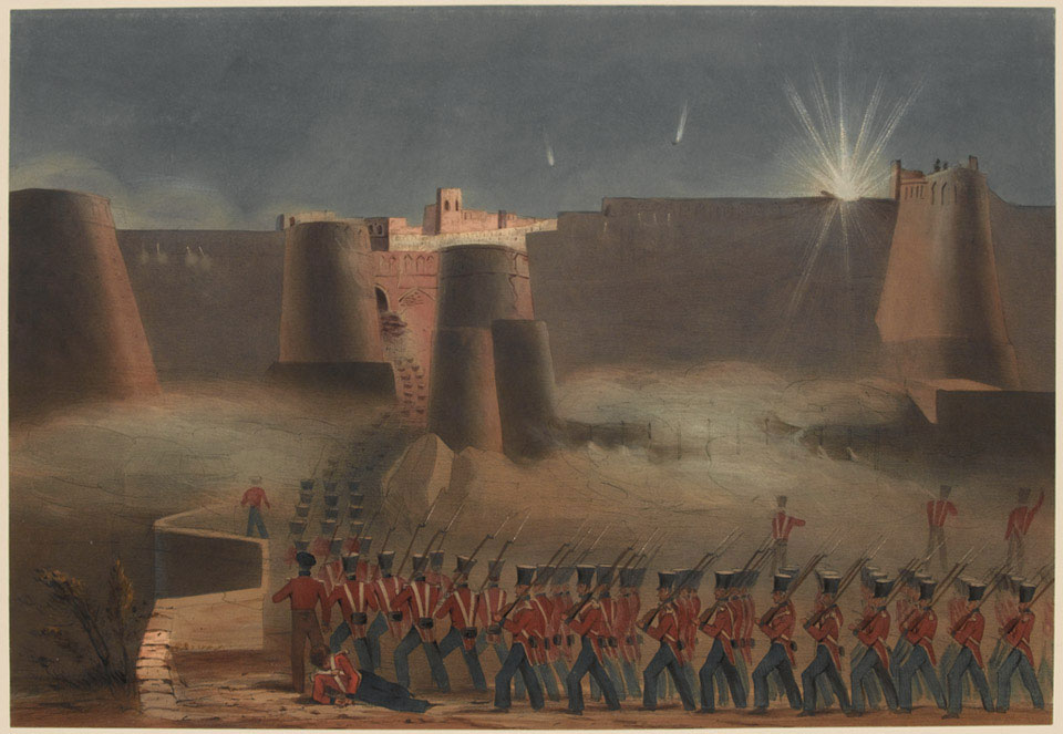 'The Storming of Ghuznee. The Storming Column entering the Fortress', 23 July 1839