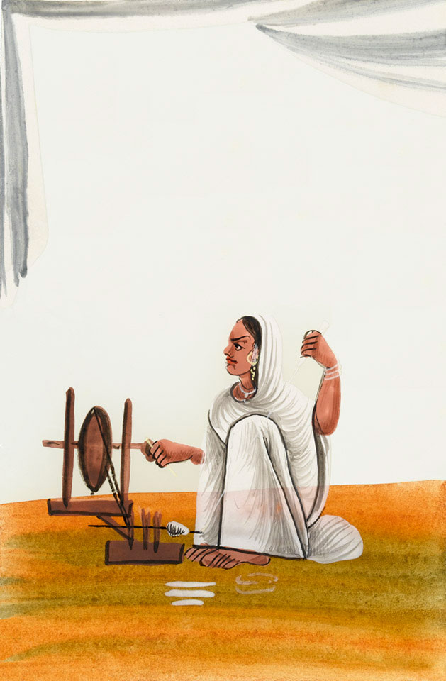 Indian woman spinning cotton, 1860 (c) | Online Collection | National ...