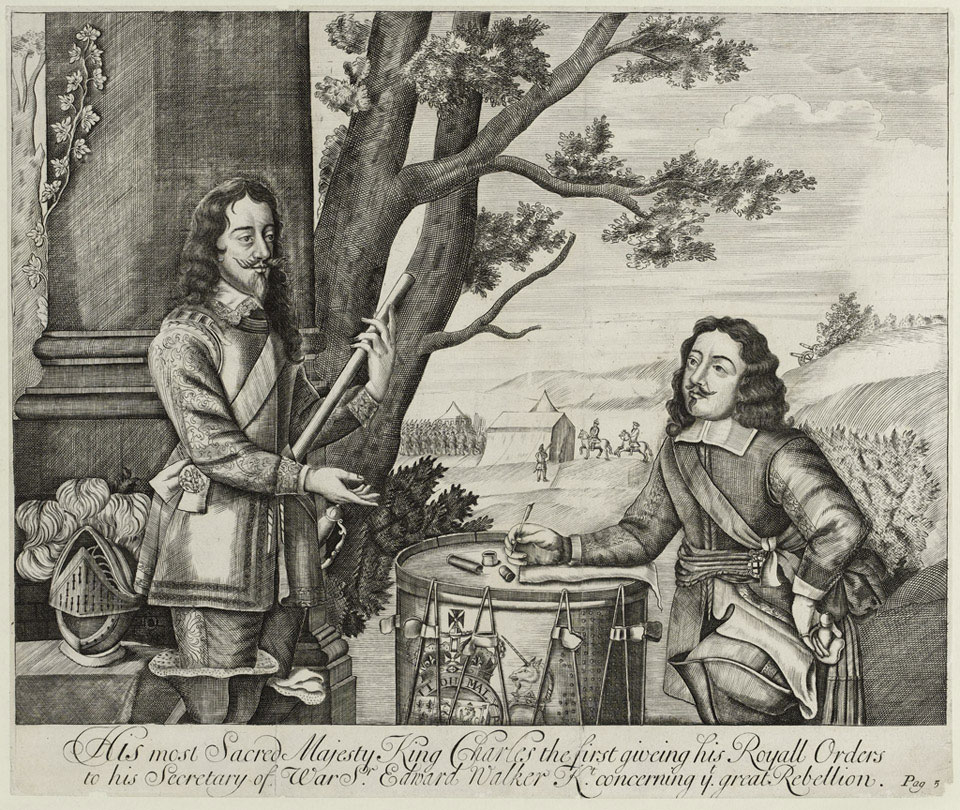 'His Most Sacred Majesty King Charles the first giving his Royal Orders to his Secretary concerning the great Rebellion'