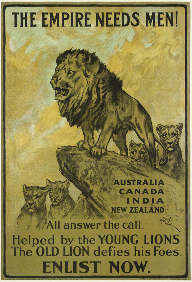 'The Empire Needs Men!', recruiting poster aimed at Commonwealth countries, 1915