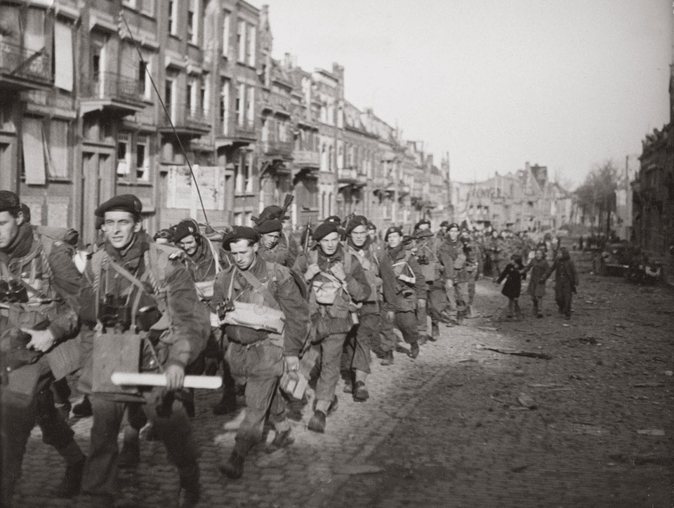 Commandos marching through Flushing during the capture of Walcheren, November 1944
