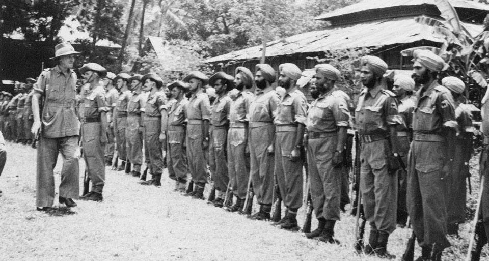 Major General Sir Frank Walter Messervy inspecting troops, 1944 (c ...