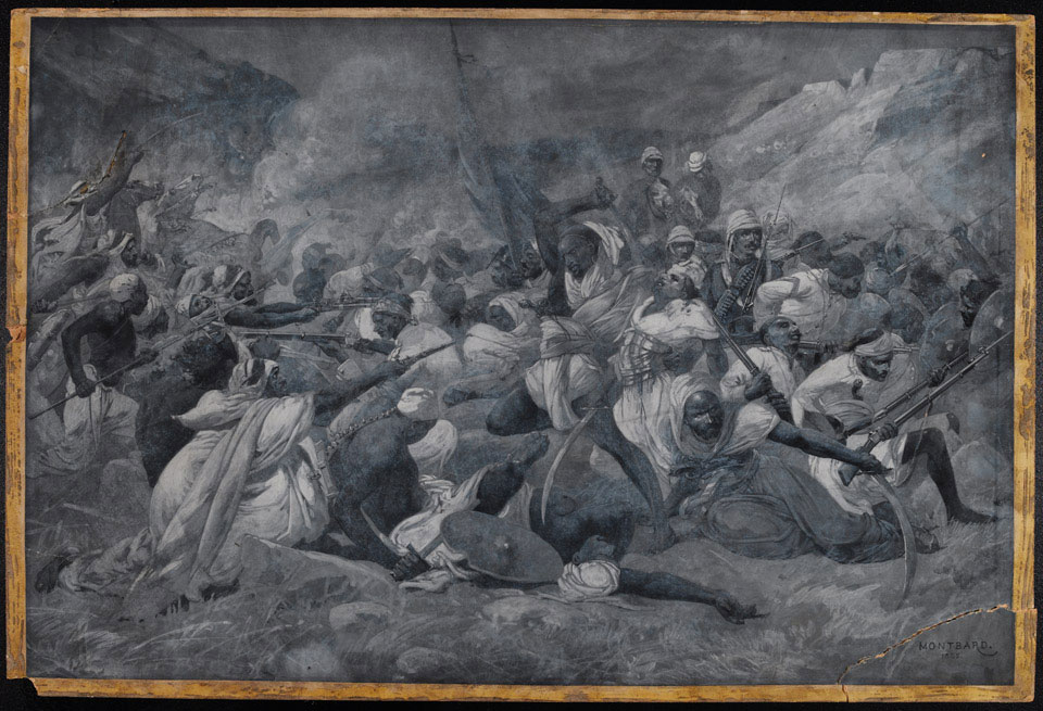 'The defeat of the Egyptian Army under Hicks Pasha by the forces of the Mahdi Muhummad Ahmad at El Obeid', 5 November 1883