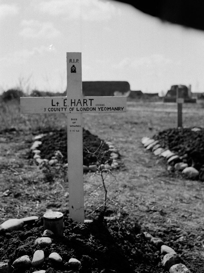 'Lt Hart's grave. A S. African officer attached to us', Italy, 1943.