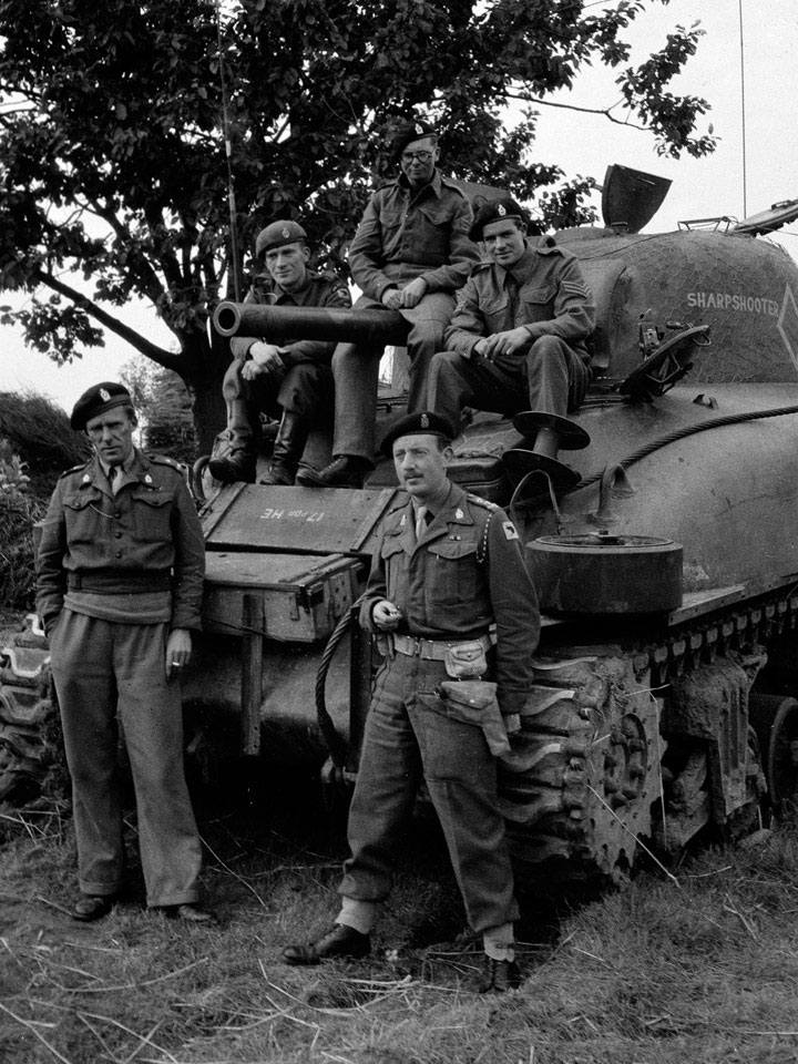 Lieutenant-Colonel Rankin with Sherman tank and crew, Regimental Head ...