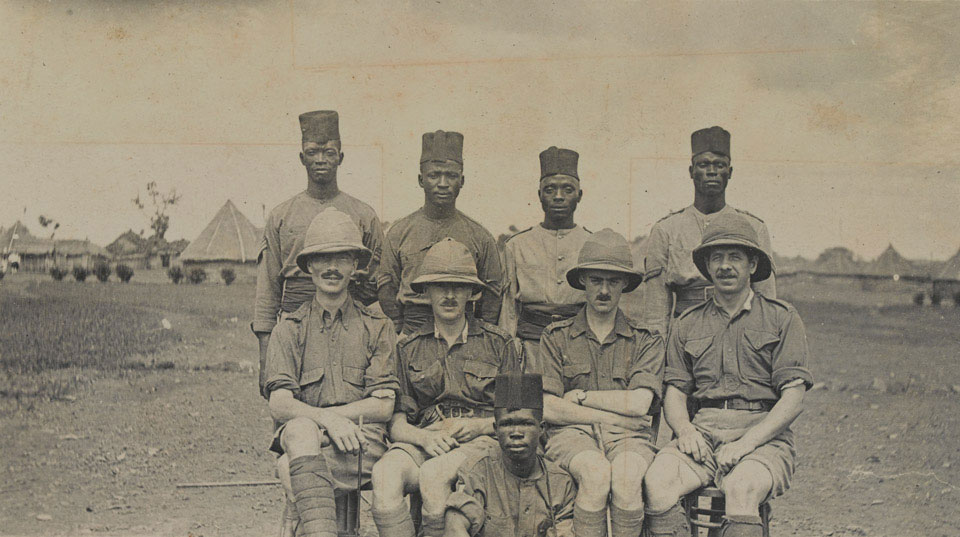 African soldiers and British officers of the West African Frontier Force, 1914 (c)