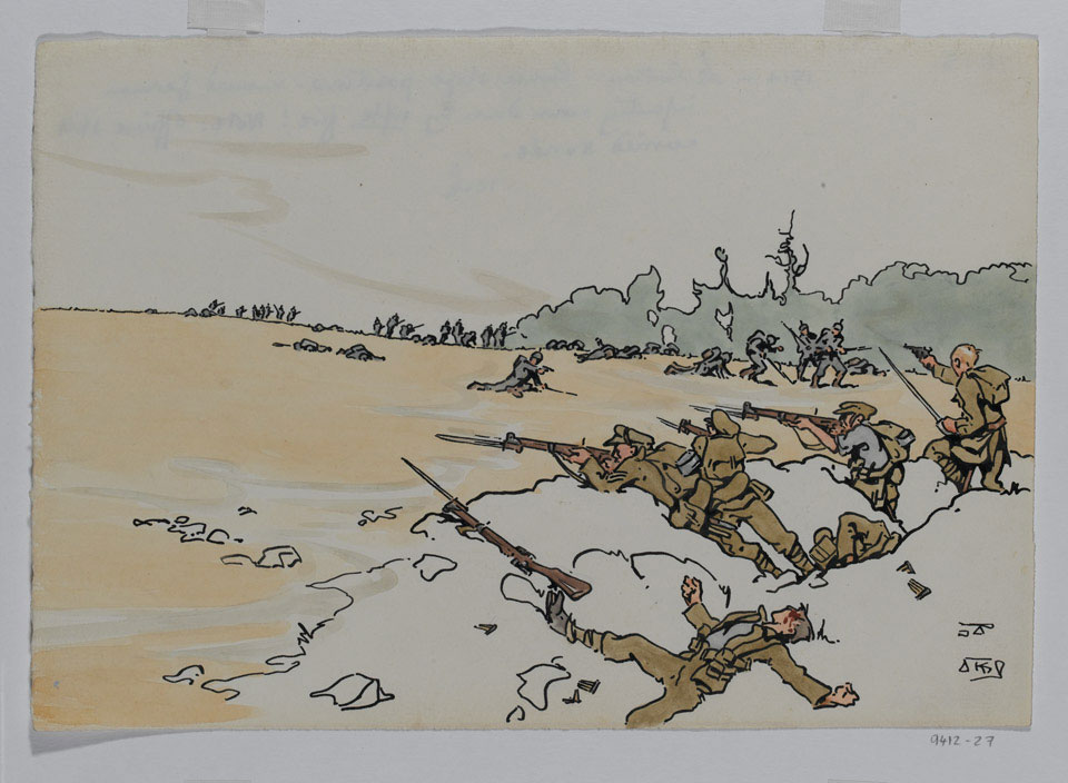 '1914 - Le Cateau. Reverse slope positions - massed German infantry mown down by rifle fire!' 