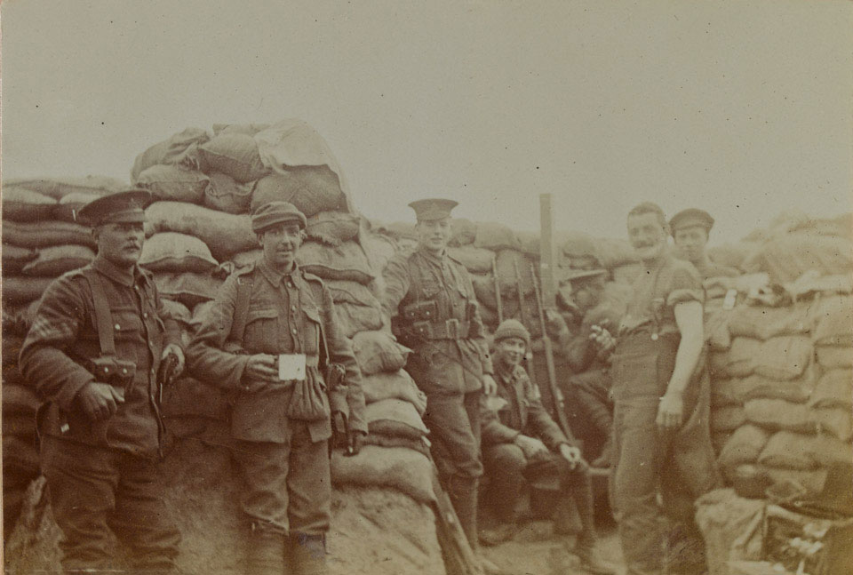 South Staffordshire Regiment in the trenches at Wolverghem, Belgium, 1915