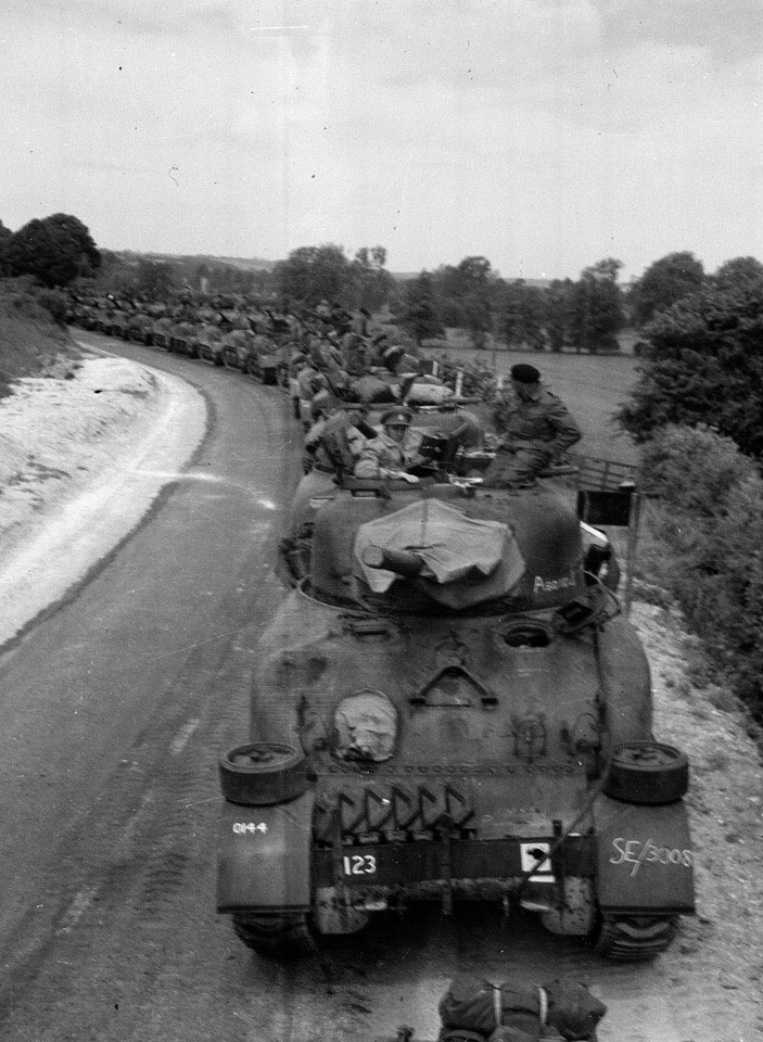 'Dispersal point short of Gosport', 3rd County of London Yeomanry (Sharpshooters) tanks, Operation OVERLORD, June 1944