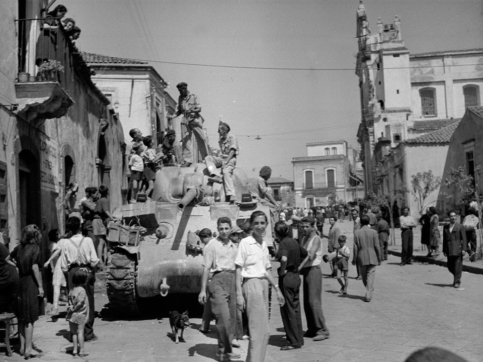 Sherman tank of 3rd County of London Yeomanry, Mascalucia, Sicily, 1943